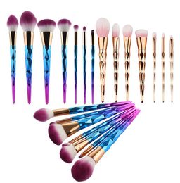 Most Popular 7pcs Diamond Professional Mermaid Makeup Brushes Colourful Makeup Brushes Kit Contouring Foundation Eyeliner Brush