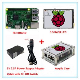 Freeshipping Raspberry Pi 3 Model B Board + 3.5 inch LCD Touch Screen + 5V 2.5A Power Supply(EU&US)