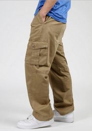 Toptan-Spring yaz yağlı pantolon pamuklu adam uzun pantolon büyük boyutta gevşek gübre artan tulumlar bib genel erkek pantolon 2221#