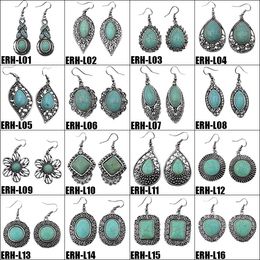 30 styles Bohemian Turquoise Dangle Earrings flower owl Elephant Turtle dolphin butterfly Chandelier Earrings For women Fashion Jewellery