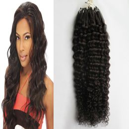 Apply Natural Hair Micro Link Hair Extensions Human 100g brazilian kinky curly micro loop human hair extensions