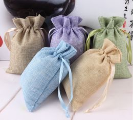 16*20cm High grade Linen Drawstring pouches Gift Pouches package bags Gift pack bags little Pouch sack Burlap