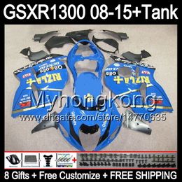 8gifts For SUZUKI Hayabusa GSXR1300 08 15 GSXR-1300 gloss blue 14MY14 GSXR 1300 GSX R1300 08 09 10 11 12 13 14 15 Fairing glossy blue Kit