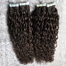 Brazilian kinky curly HairTape In Human Hair Extensions 80pcs/set Adhesives Invisible Tape PU Skin Weft 200g
