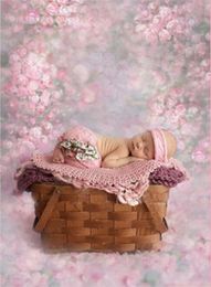 Newborn Baby Shower Backdrop Photography Blurry Pink Flowers Digital Printed Vinyl Cloth Floral Backgrounds for Photo Studio