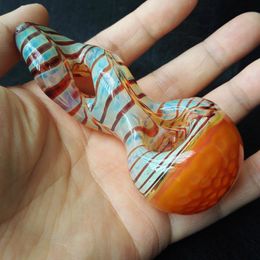 4 Inch Length 70g Glass Spoon Pipes Frit Head Wrap Double Donut Mini Twist Handmade Spoon Pipe
