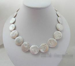 Big 22mm White Coin Freshwater Pearl Necklace