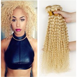 cheap 8A blonde Brazilian curly Hair Bundles Deep Wave virgin remy Human Hair Weave Unprocessed Peruvian Hair Extensions 3Bundles Free ship