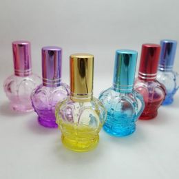 15ml coloré forme de la couronne petite bouteille de parfum en verre vide bouteille en verre échantillon avec bouchon en aluminium expédition rapide