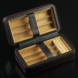Ultima versione! Custodia portatile da viaggio portatile in legno nero in pelle nero Humidor ha 6 conteggio con umidificatore