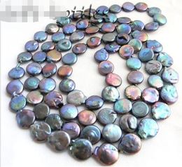 50'' 13MM Black Coin Freshwater Pearl Necklace