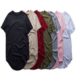 Мода Мужчины Удлиненные футболки Лонглайн Хип-хоп Tee Женщины Swag Одежда Harajuku Rock Tshirt Homme