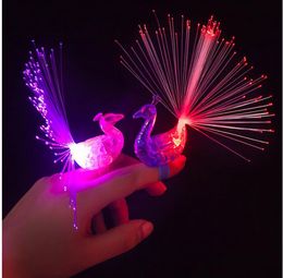 peacock Glow Light Ring Torch LED Finger Ring Lights Flash Beams Light Halloween Party LED lighted Toys light finger ring