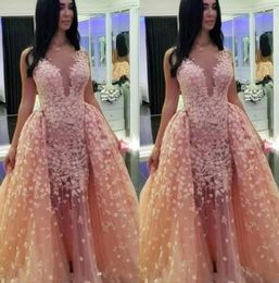 New Zuhair Murad Evening Dresses Lace Backless Prom Dress A Line Illusion V Neck Sweep Train Celebrity Party Gowns Custom Made