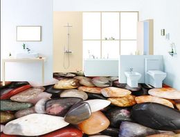 Custom any size High-definition cobblestone bathroom floor waterproof wallpaper for bathroom wall