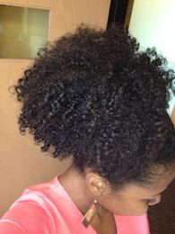 girl coleta extension pelo Afro kinky curly pony tail brazilian virgin hair wrap around human hair drawstring ponytail 100g 1b