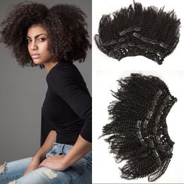 #1b afro kinky curly clip in hair extensions 100% human hair virgin clip in curly human hair G-EASY