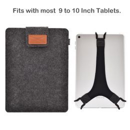 TFY Tablet Protective Carrying Pouch Bag, plus Bonus Hand Strap Holder for 9 - 10 Inch Tablets and E-readers, Dark Grey