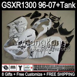 8gift gloss white For SUZUKI Hayabusa GSXR1300 96 97 98 99 00 01 13MY168 GSXR 1300 GSX-R1300 GSX R1300 02 03 04 05 06 07 white black Fairing