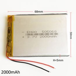 Model 505068 3.7V 2000mAh Li Polymer Lithium Rechargeable Battery li-po cells Replace For DVD PAD GPS power bank Camera E-books Recorder