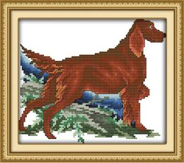 The Irish Setter hound dog Shepherd painting counted printed on canvas DMC 11CT 14CT kits Cross Stitch embroidery needlework Set