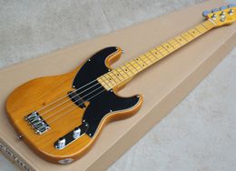 Custom Precision 4 Strings Yellow Natural Electric Bass Guitar Alder Body, Maple Neck, Single Pickup, Black Pickguard