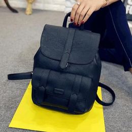 Famous Brand Backpack Women Backpacks Solid Vintage Girls School Bags for Girls Black PU Leather Women Backpack