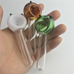 Mini Colourful Glass Tobacco Pipes with Green Brown Wihte Lovely Pig Style 3.7 Inch Hand Smoking Pipes for Dry Herb Tobacco