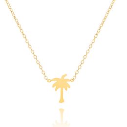 Wholesale-DIANSHANGKAITUOZHE Colier Femme 2016 Fashion Jewelry Bijoux Tattoo Choker Stainless Steel Chains Gold Silver Palm Tree Necklaces