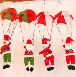 christmas decorate for tree or house red or green santa claus parachute pendant christmas party festive party supplies diy accessories