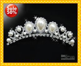 2022 STOCK Hot Romantic Peals Crystals Crown Tiaras Headpieces Wedding Bridal Tiara Crown