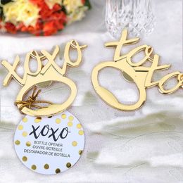FREE SHIPPING 50PCS Chrome Gold Hugs Kisses XOXO Bottle Opener Bridal Wedding Favours Party Giveaways Event Supply