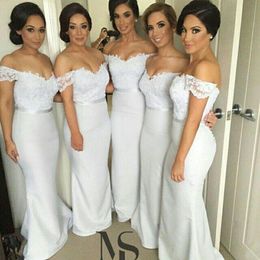 2017 Summer Cheap Off the Shoulder Bridesmaid Dresses Style Covered Button Floor Length Lace Mermaid Bridesmaid Gowns