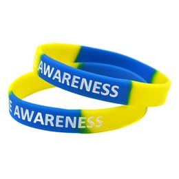100PCS Down Syndrome Awareness Silicone Bracelet Segmented Color A Great Message to Carry In Case Emergency
