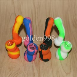 Silicone Water Pipe Bong Glass Dab Rig Silicone Smoking Pipes for Smoking Dry Herb Unbreakable Percolator Bong DHL Free