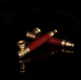 Removable copper head rods mouthpiece red wine solid wood tobacco rods mini portable straight Philtre pipe