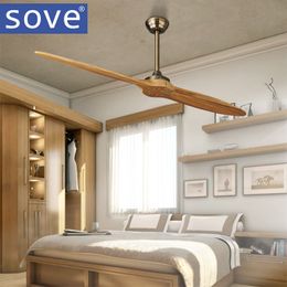 Sove Simple Village Nordic Wooden Blade Dc Ceiling Fan With Remote Control Attic Dining Room Without Light Fan 220v Ventilador De Teto