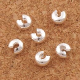 Silver plated Crimp Knot Covers Beads Spacers 3mm L1750 1200Pcs/lot Jewellery DIY hot sell items