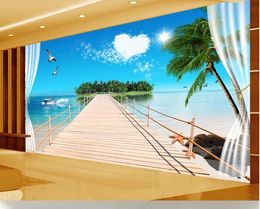 Photo Customise size 3D stereo window outside the sea view wallpaper for walls 3 d for living room