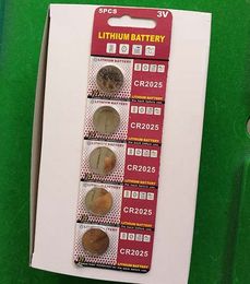 100% Fresh CR2025 3V Lithium button cell battery coin cells 5pcs per Blister Card