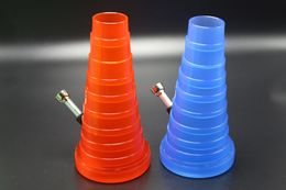 1pcs / lot 2016 New Arrivel Disponível bolso dobrável Bong Com 3 cores Plastic Água Bongos 20 centímetros Extensible Altura de alta qualidade Bongs