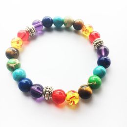 Fashion Unisex 8mm Natural Lava Stone Energy Strands Charm Bracelets For Women Men Colourful Beaded Jewellery