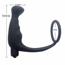 Men Sexy toys Silicone Male Prostate Massager Cock Ring Anal Vibrator Butt Plug for Men, Adult Erotic Anal Sex Toys