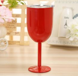 10oz Bar Glass Hydration gear 304 Double Wall Vacuum Insulated Cups With Lids Red Wine cups Stainless Steel goblet fashion outdoor home kitchen drinking glasses