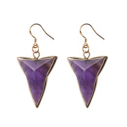 Natural stone geometry shape earrings gold plated arrow design earrings for women Jewellery
