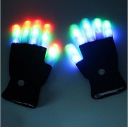 7 Modes Colourful changing flashing Led glove for KTV Party Finger Flashing Glow Flashing Fingertip Halloween Light LED Gloves Magic Gloves