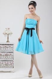 Lady Knee-Length Strapless Bridesmaid gown Party Evening Cocktail Dress skirt