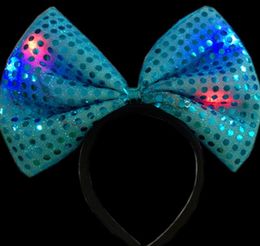 Sequins LED headband Light Up party hat luminous Flashing Blinking Party Favors Christmas Halloween club stage fancy dress props