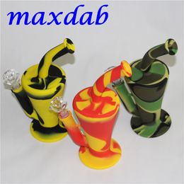 silicone bongs water pipes camouflage and pure Colour silicone oil rig 10 5 tall detachable hookahs free glass diffuse downstem glass bowl