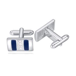 latest square shape shirt cuff link Jewellery for men white gold Colour filled custom wedding cufflinks with Austria crystal